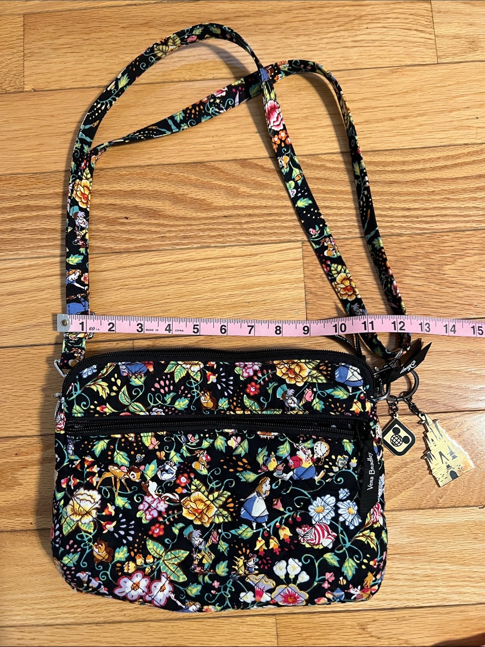 Vera Bradley Disney Black Floral Quilted Crossbody